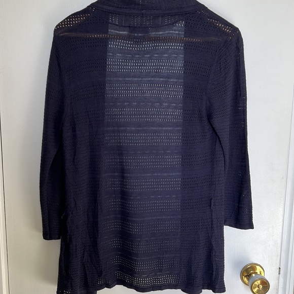 EUC H&M Open Front Navy Blue Silk Blend Cardigan size S - Picture 9 of 13